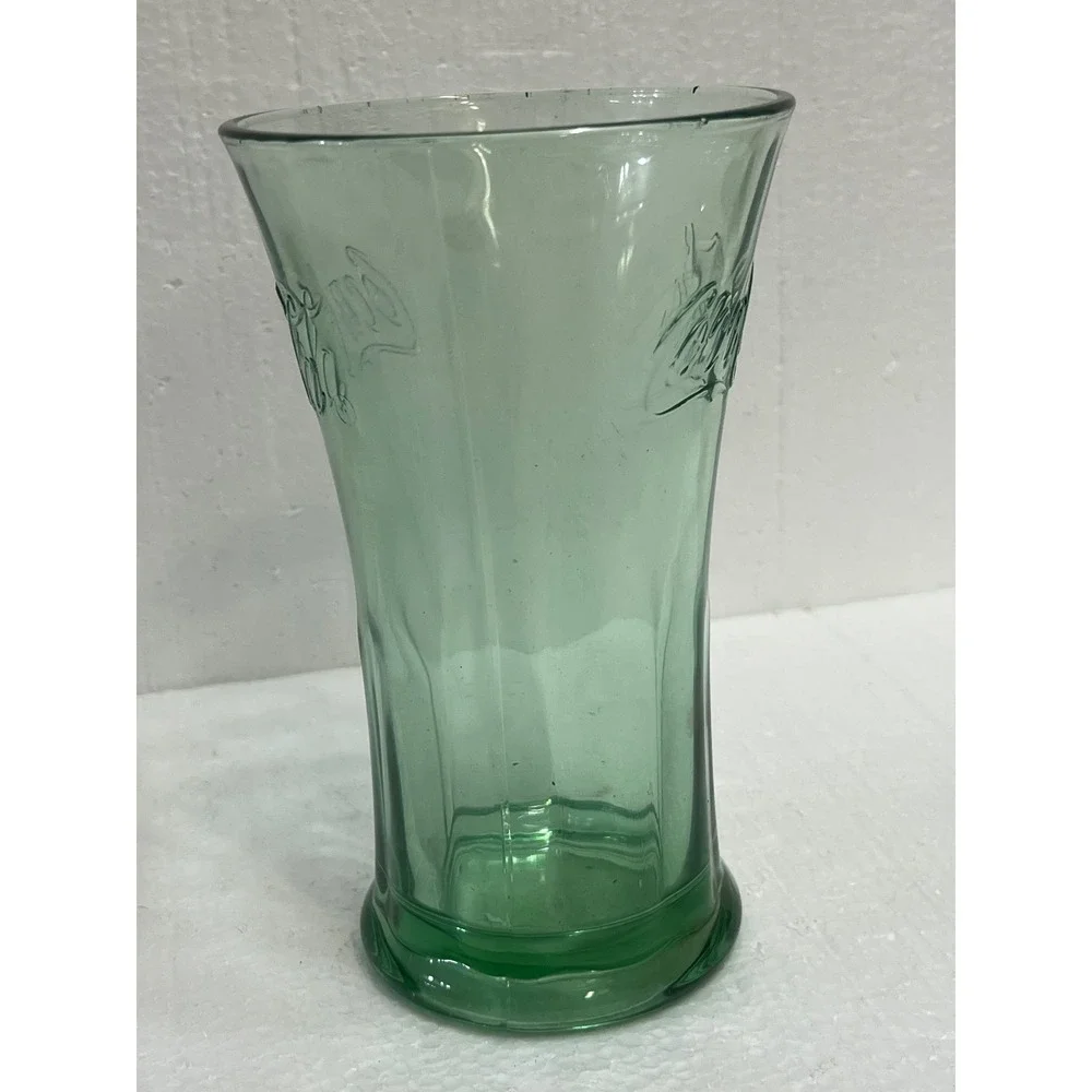 Coca-Cola Libbey Georgia Green Glass 16oz Embossed Script Logo Tumbler‎ USA Made